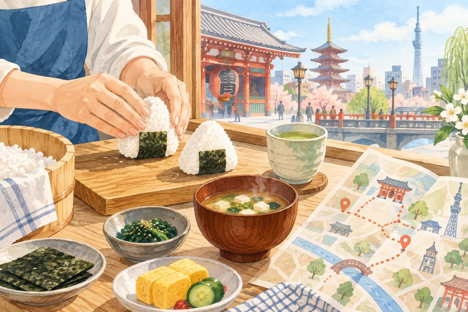 Morning Onigiri Class and Asakusa Plan