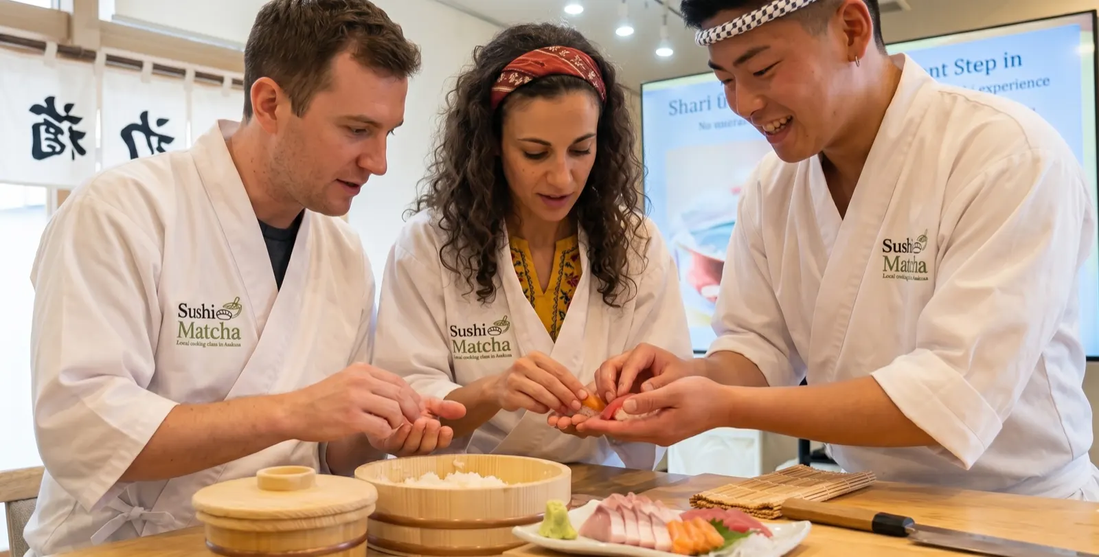Join a hands-on sushi making class in Tokyo Asakusa. Create delicious sushi and enjoy fresh matcha with our friendly instructors in a relaxed atmosphere.